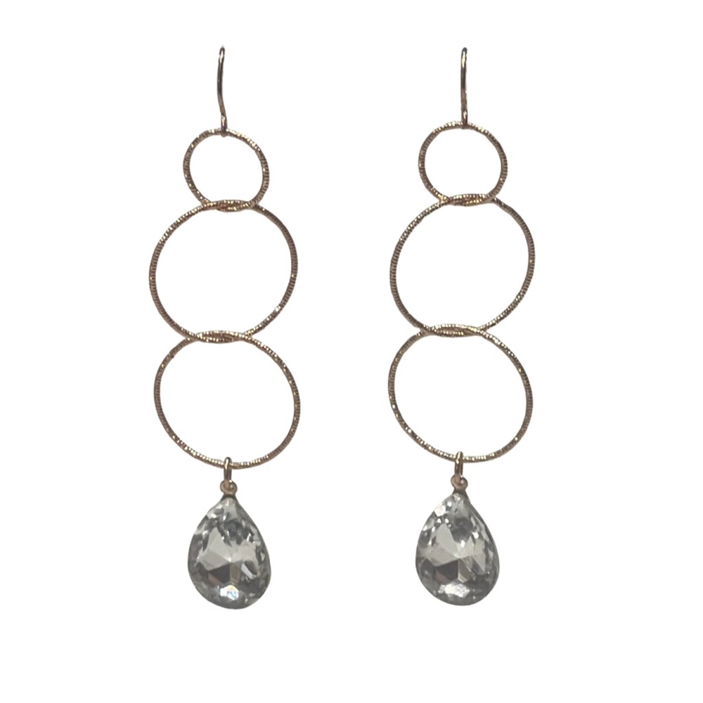 Elegant Gold & Crystal Prism Dangle Earrings – Minimalist Chic